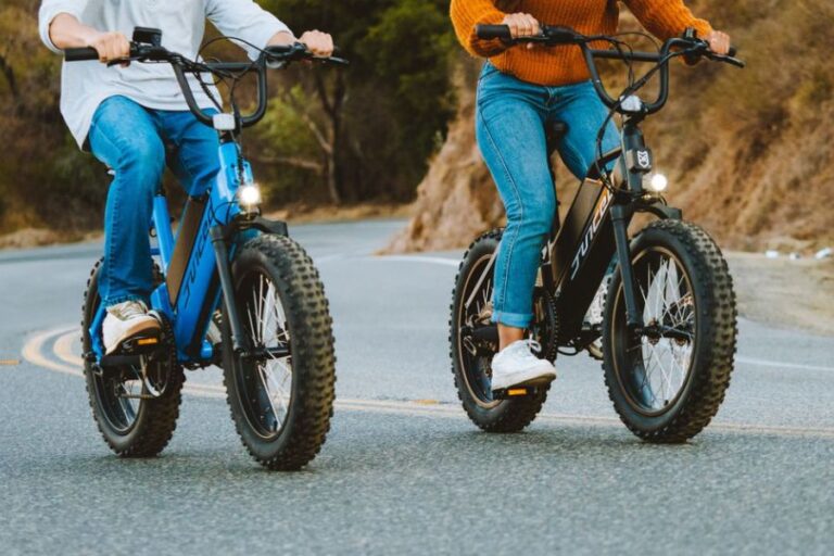 A couple enjoying the fat tire electric bike ride